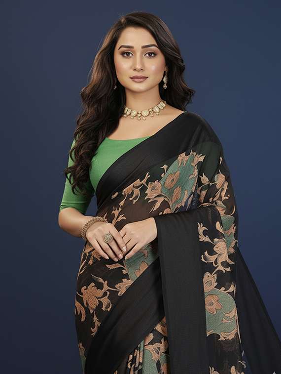 women printed casual wear saree with blouse - 22105951 - Standard Image - 3