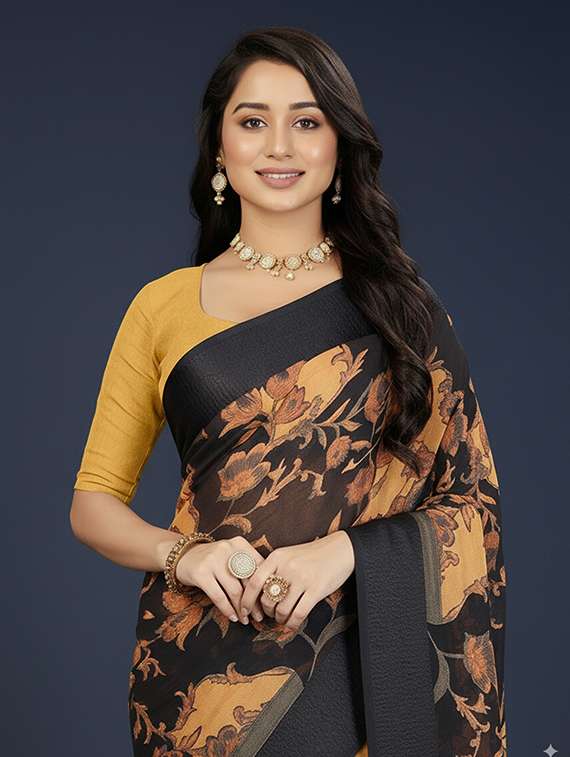 women printed casual wear saree with blouse - 22105952 -  Standard Image - 3