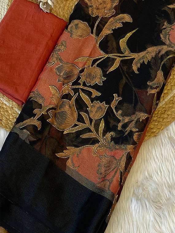 women printed casual wear saree with blouse - 22105954 -  Standard Image - 3