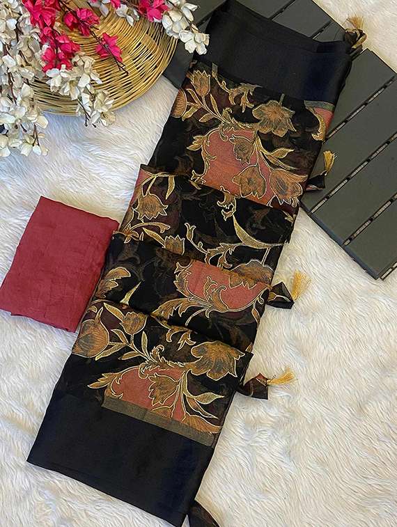 women printed casual wear saree with blouse - 22105955 -  Standard Image - 5