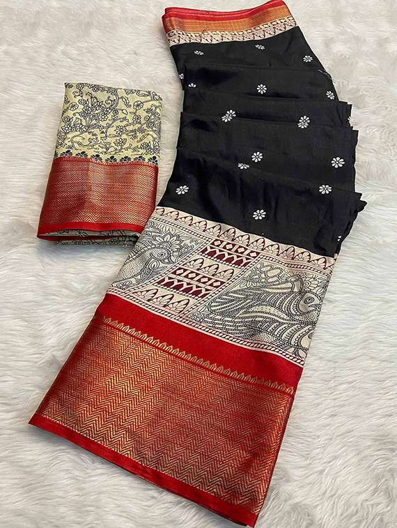 women printed casual wear saree with blouse - 22105956 -  Standard Image - 5