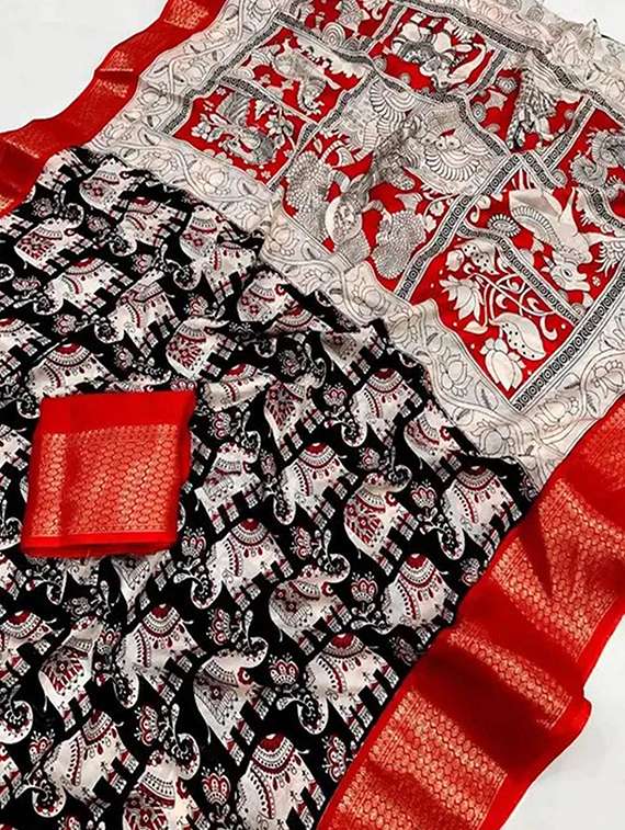 women printed casual wear saree with blouse - 22105957 -  Standard Image - 3