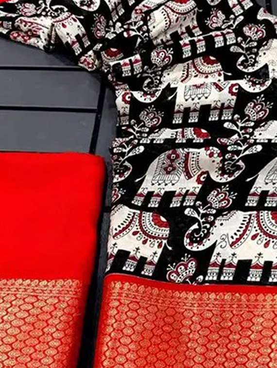 women printed casual wear saree with blouse - 22105957 -  Standard Image - 5