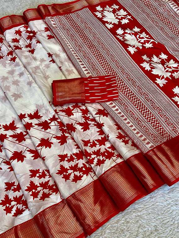 women printed casual wear saree with blouse - 22105962 -  Standard Image - 3