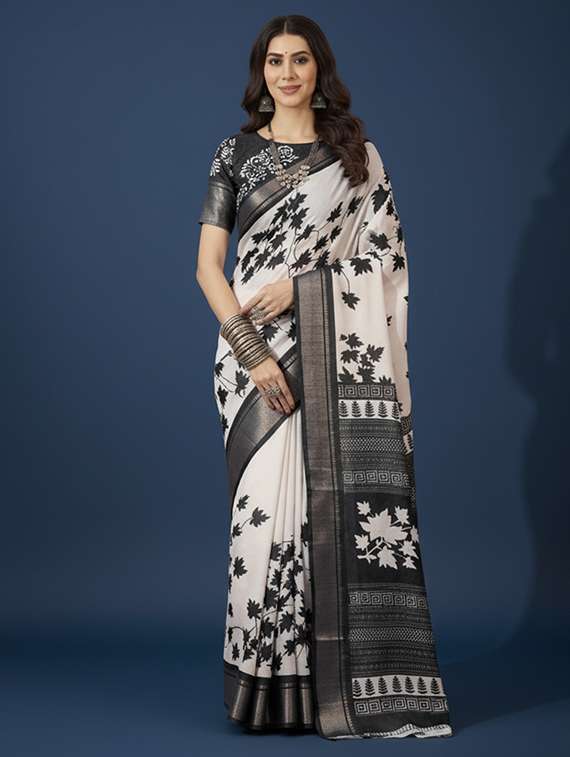 women printed casual wear saree with blouse