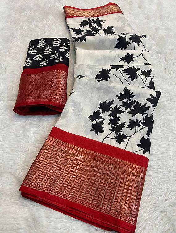 women printed casual wear saree with blouse - 22105966 -  Standard Image - 3