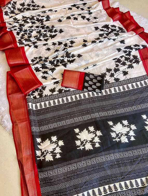 women printed casual wear saree with blouse - 22105966 -  Standard Image - 5