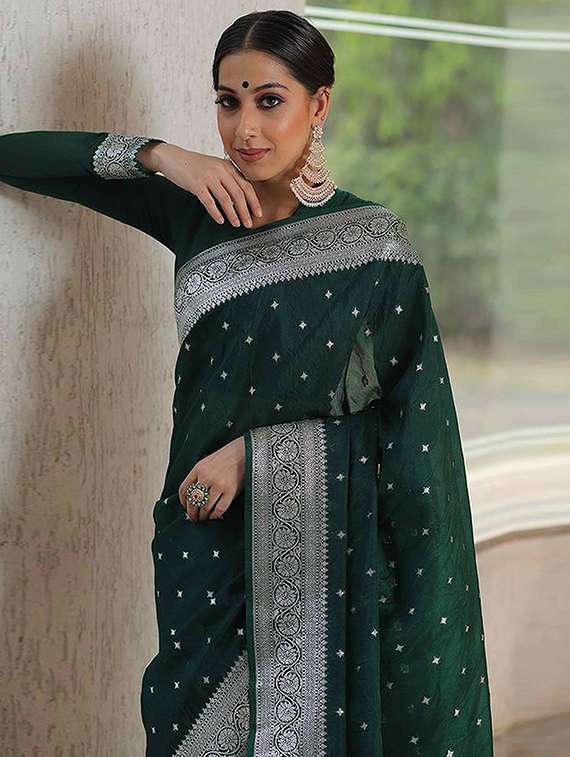 women self design banarasi saree with blouse - 22105968 -  Standard Image - 3