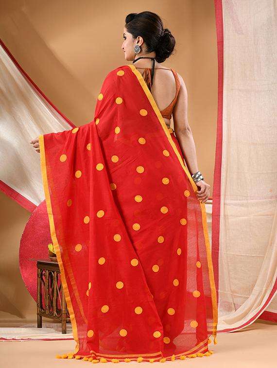 women polka dot handloom saree - 22105997 -  Standard Image - 3