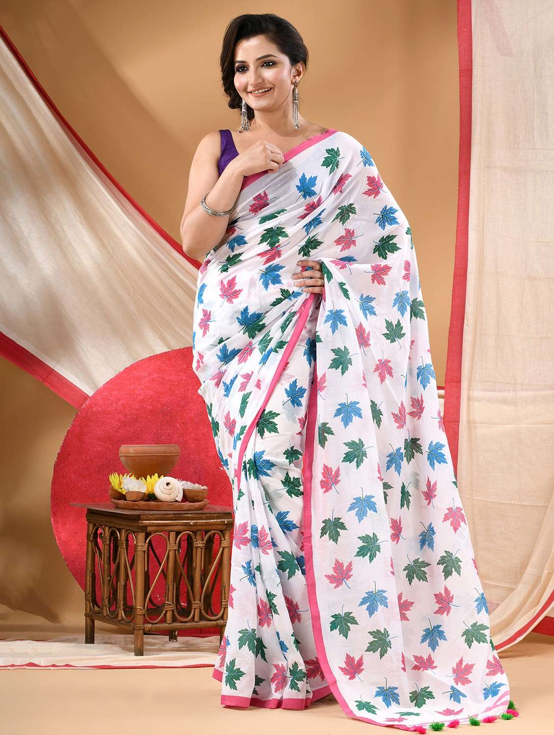 women printed handloom saree