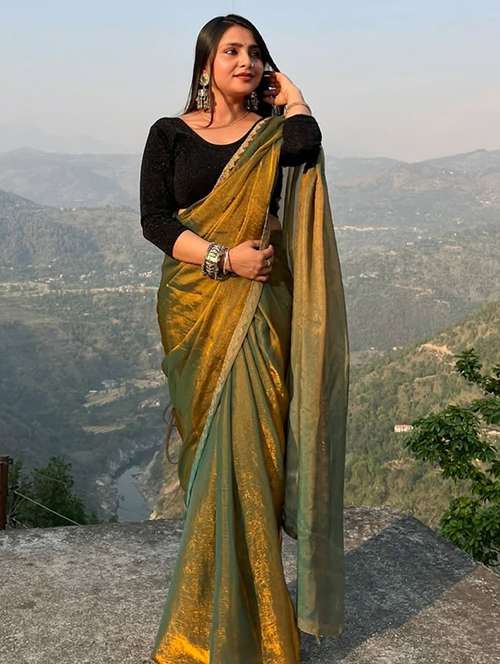 women solid with embellished bordered saree with blouse - 22106047 -  Standard Image - 0
