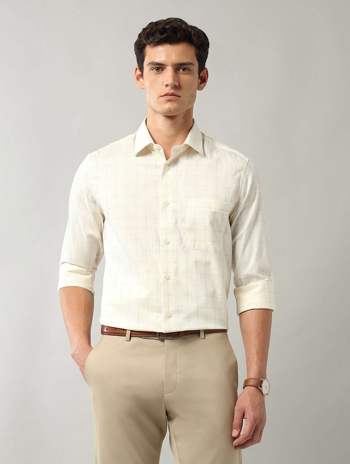 men printed long sleeve regular fit formal shirt - 22106050 - Zoom Image - 0