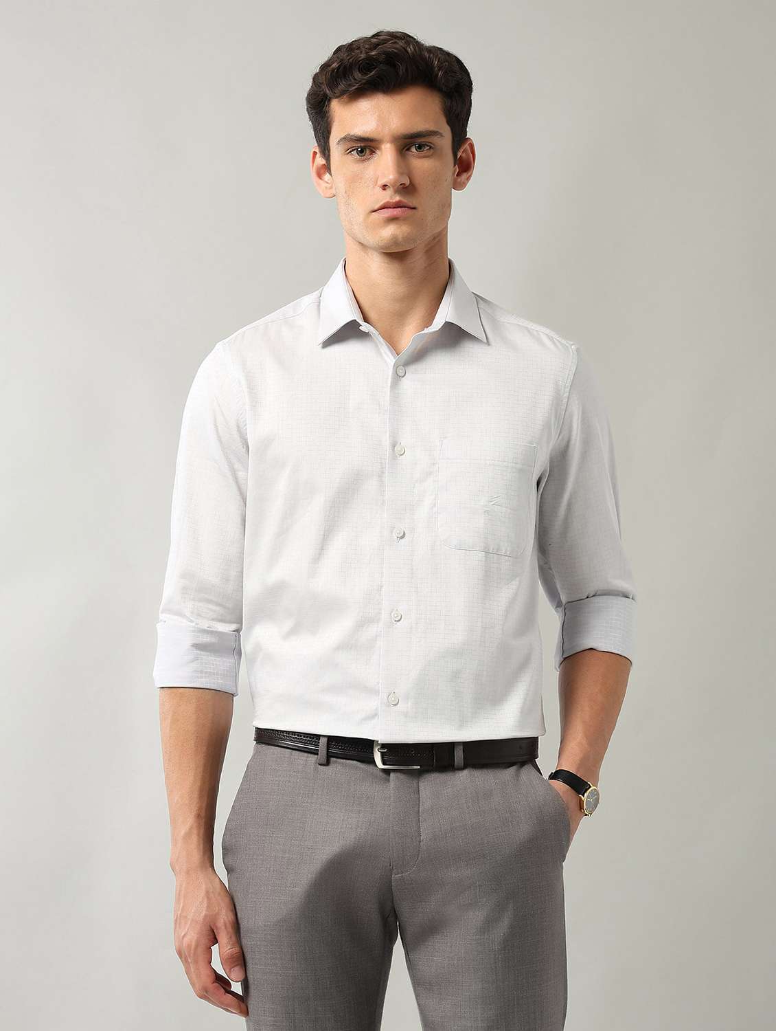 men printed long sleeve regular fit formal shirt