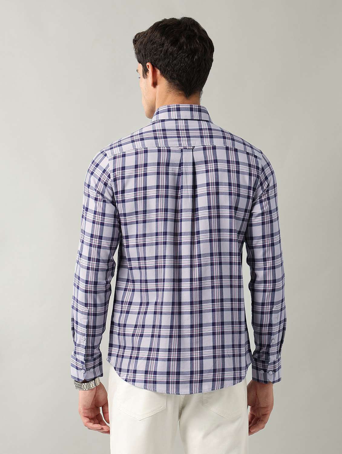 men checkered long sleeve slim fit casual shirt - 22106057 - Standard Image - 3