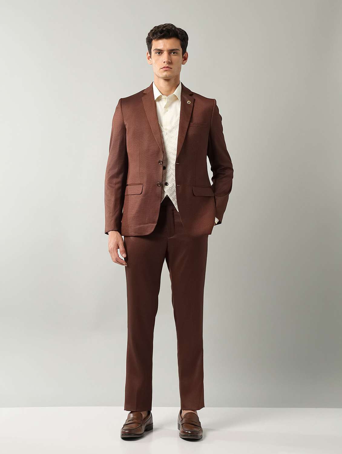 men solid lapel collar 2 piece suit set - 22106058 -  Standard Image - 5