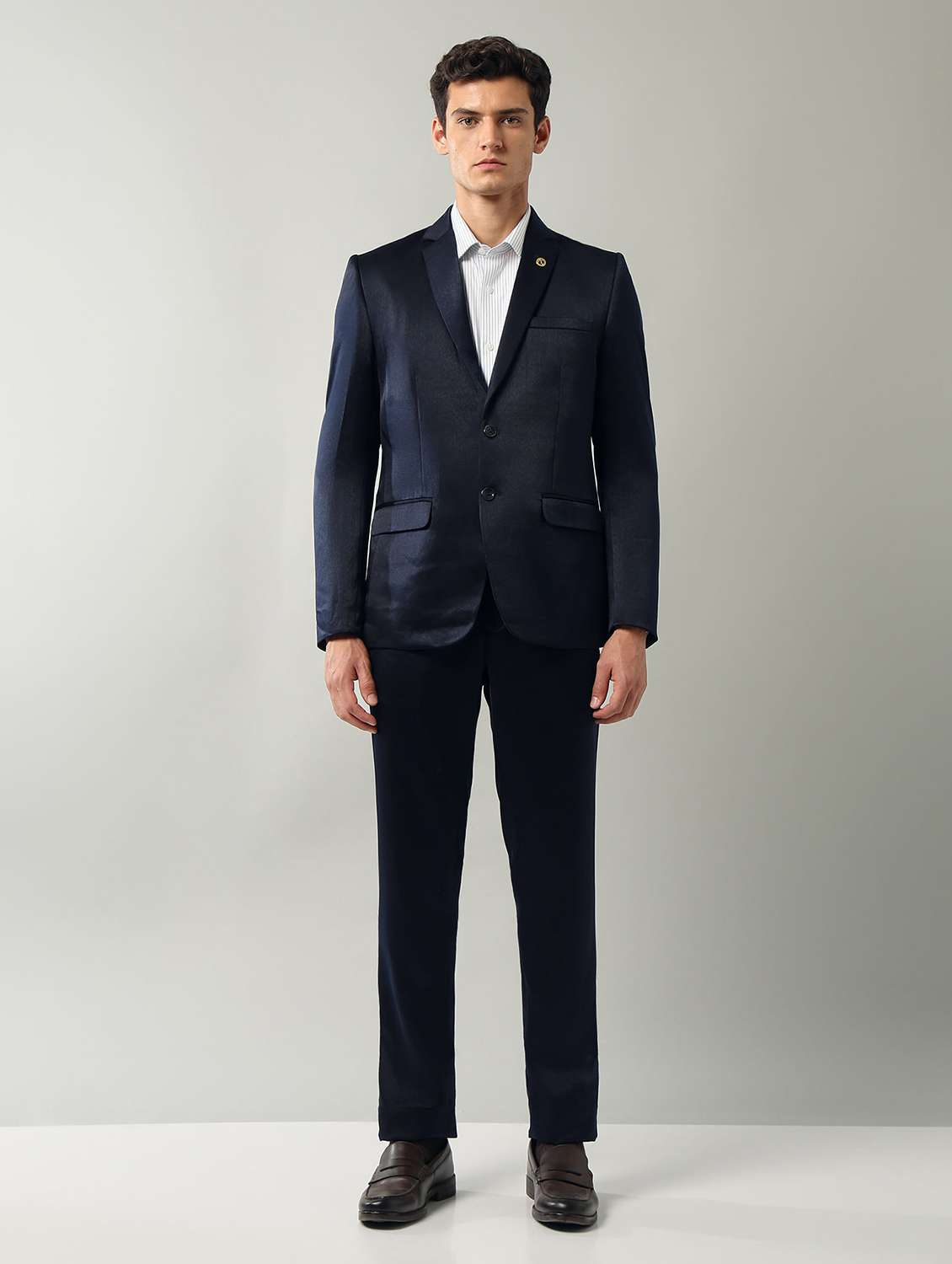 men solid lapel collar 2 piece suit set - 22106063 - Standard Image - 3