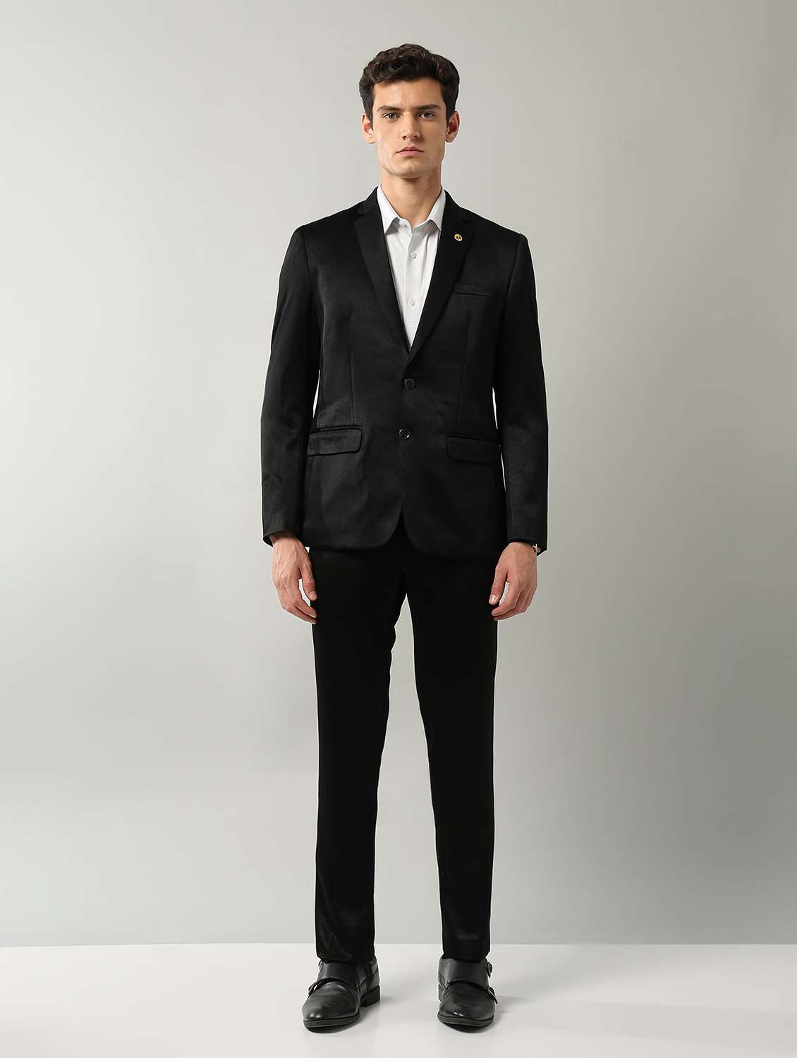 men solid lapel collar 2 piece suit set - 22106064 -  Standard Image - 5