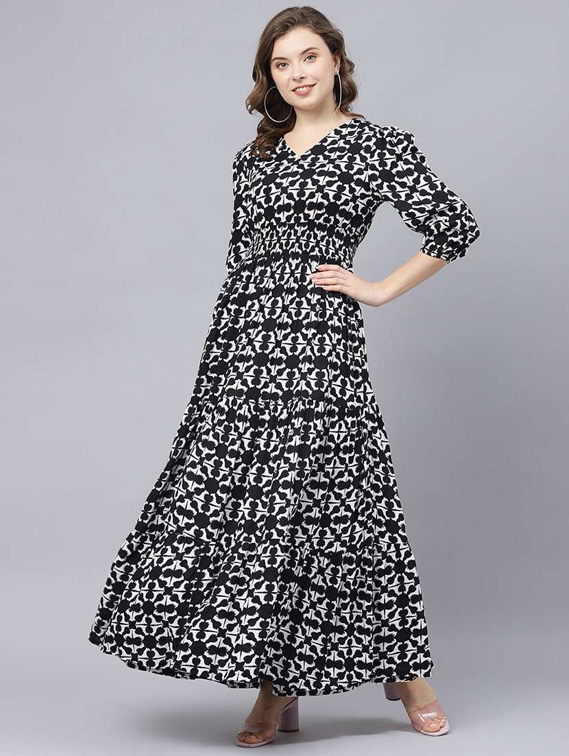 women printed puff sleeve tiered dress - 22106084 -  Zoom Image - 0