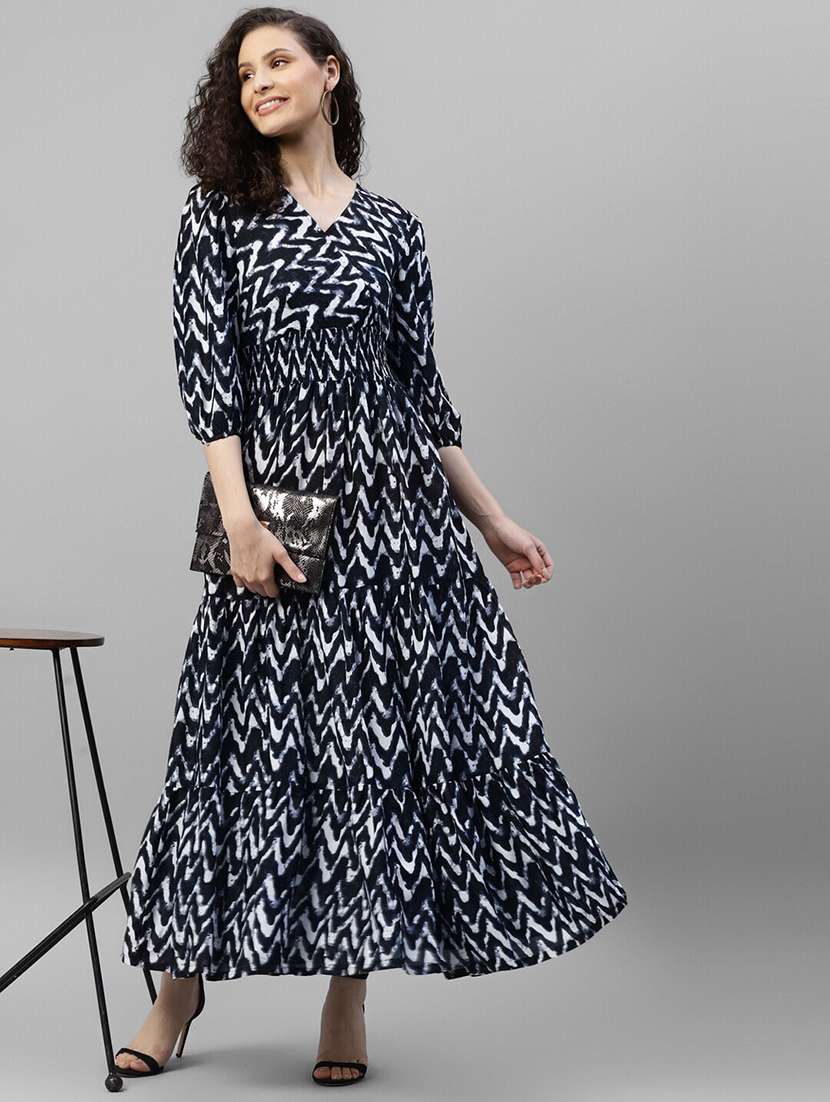 women printed puff sleeve tiered dress - 22106092 -  Zoom Image - 0