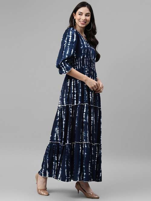 women printed puff sleeve tiered dress - 22106124 -  Standard Image - 0