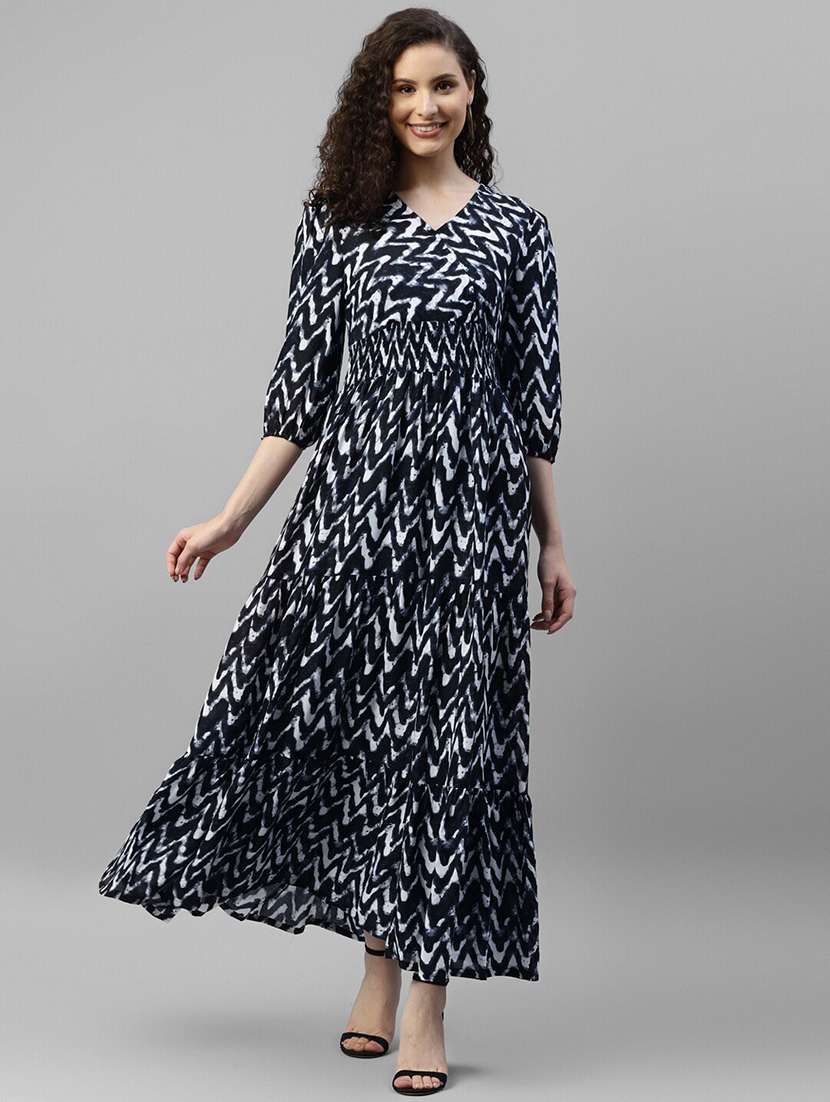 women printed puff sleeve tiered dress - 22106129 -  Zoom Image - 0