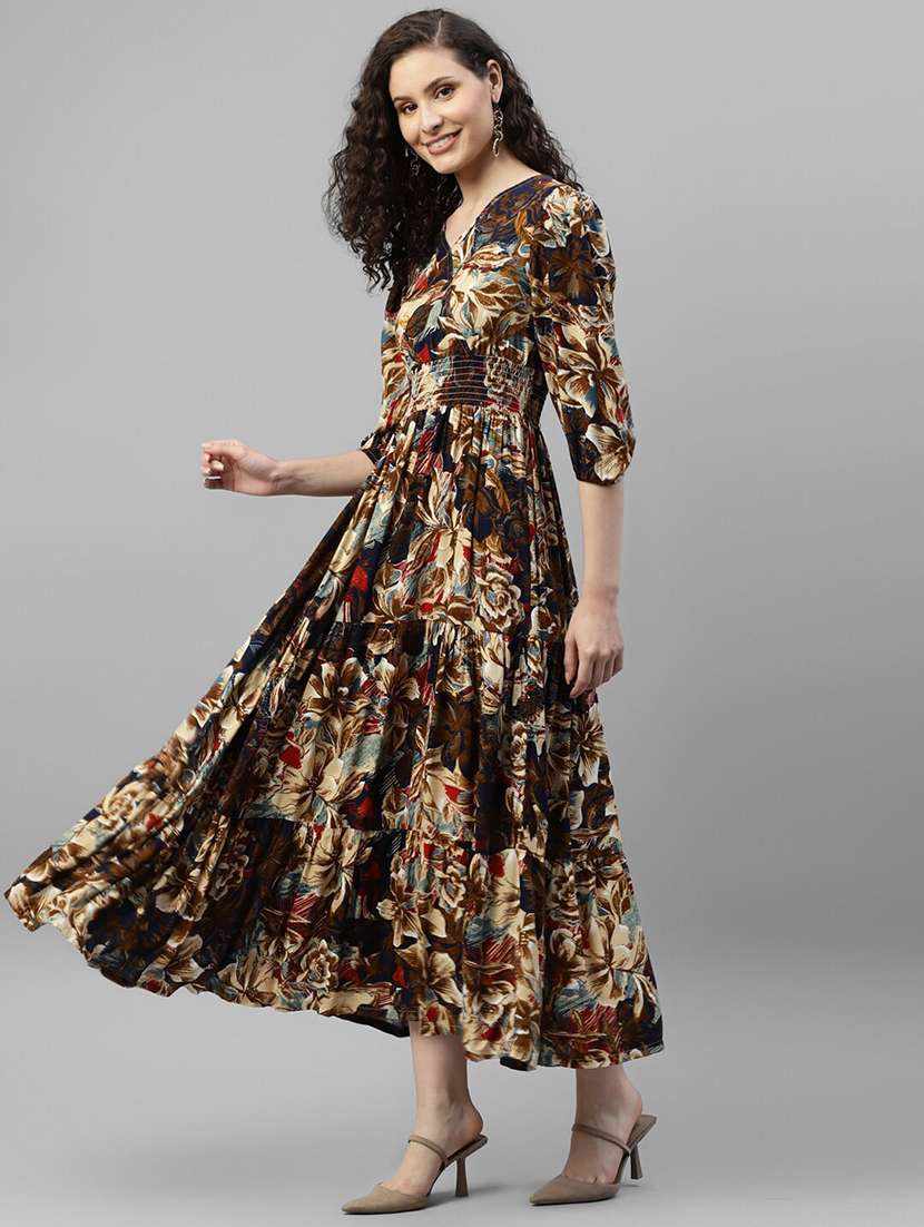 women printed puff sleeve tiered dress - 22106134 -  Zoom Image - 0