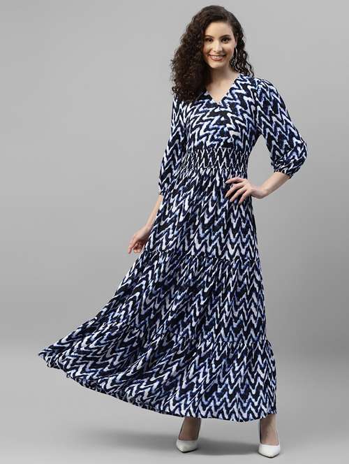 women printed puff sleeve tiered dress - 22106147 -  Standard Image - 0
