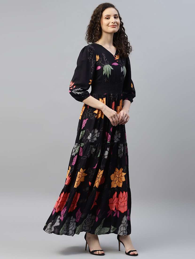 women printed puff sleeve tiered dress - 22106161 -  Zoom Image - 0