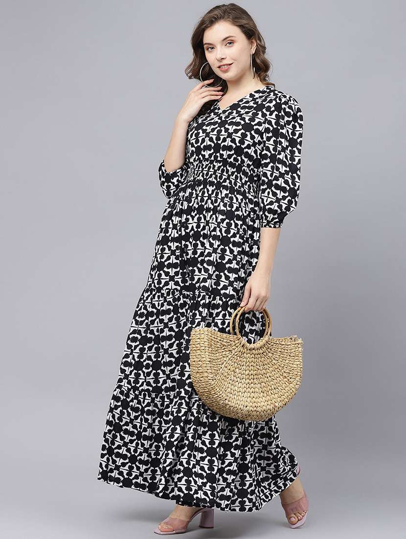 women printed puff sleeve tiered dress - 22106216 -  Zoom Image - 0