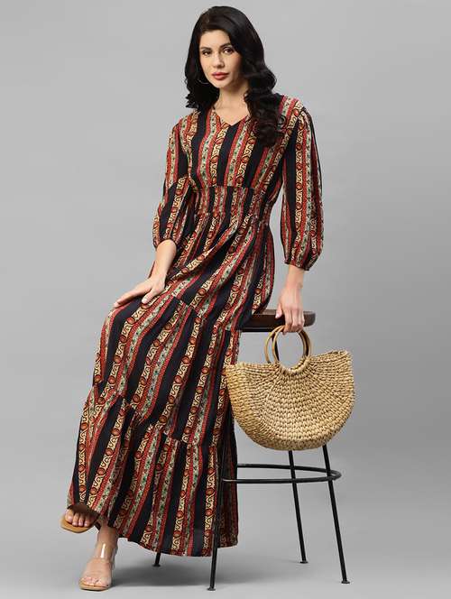 women printed puff sleeve tiered dress - 22106217 -  Standard Image - 0