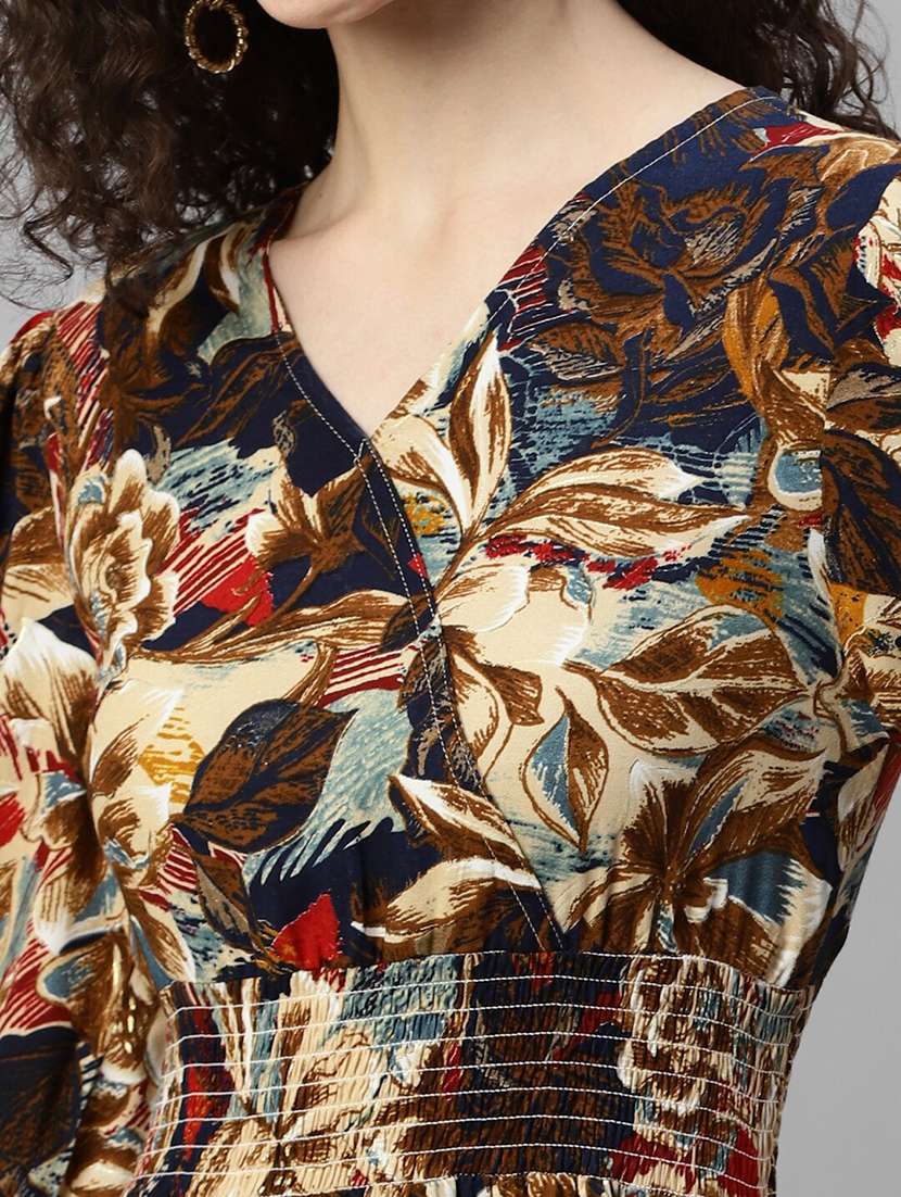 women floral printed puff sleeve tiered dress - 22106218 - Standard Image - 3