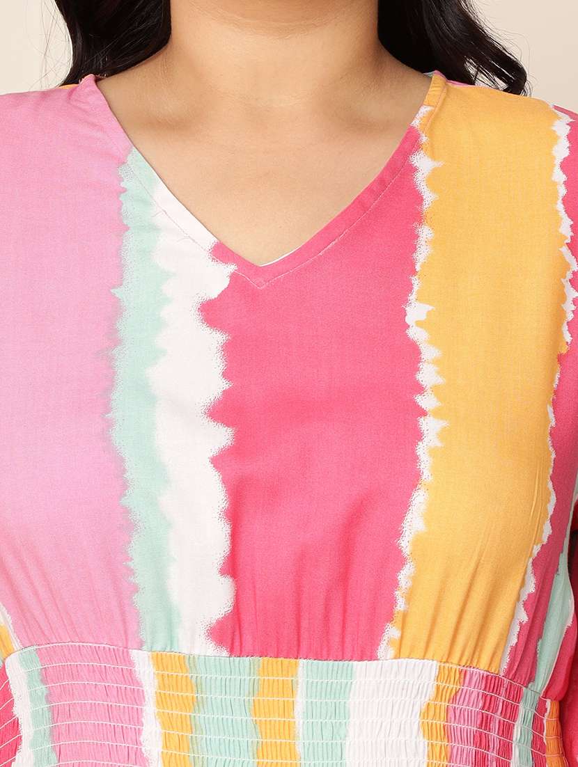 women printed puff sleeve tiered dress - 22106220 - Standard Image - 3