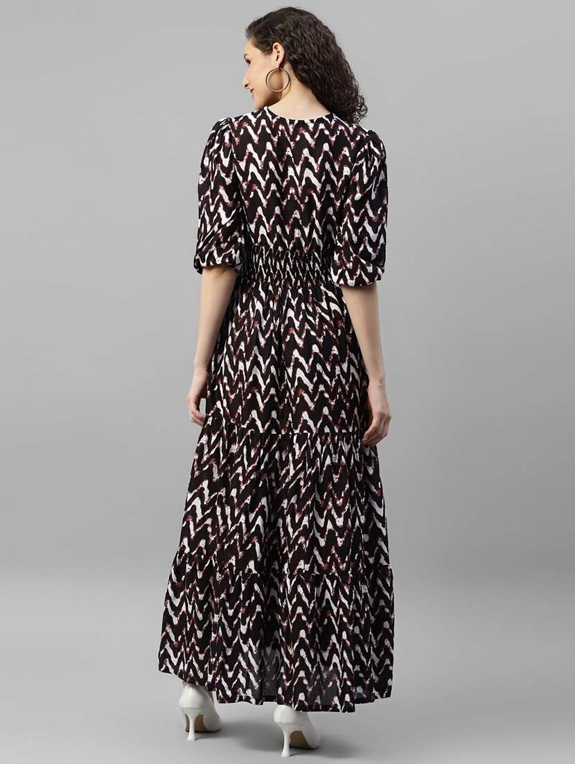 women printed puff sleeve tiered dress - 22106227 - Standard Image - 3