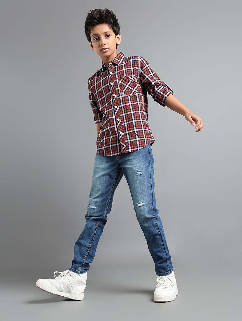 boys solid distressed slim fit jeans - 22106299 -  Standard Image - 3