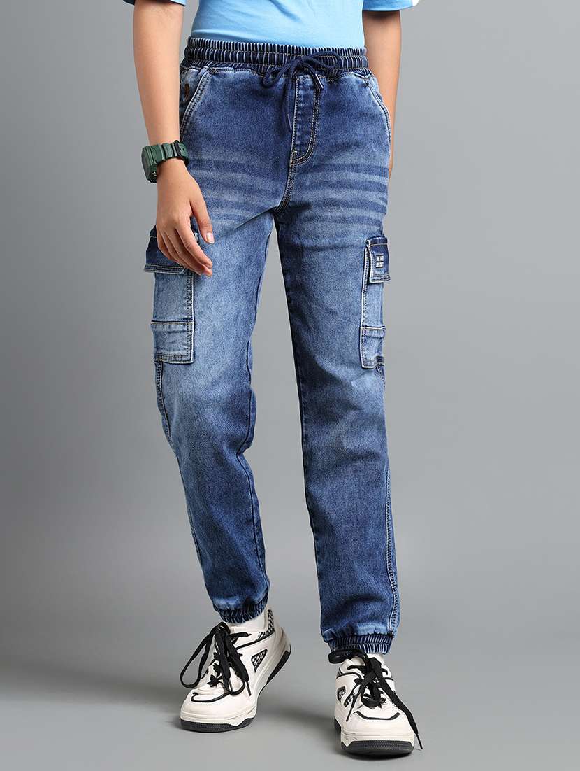 boys solid mid rise cargo