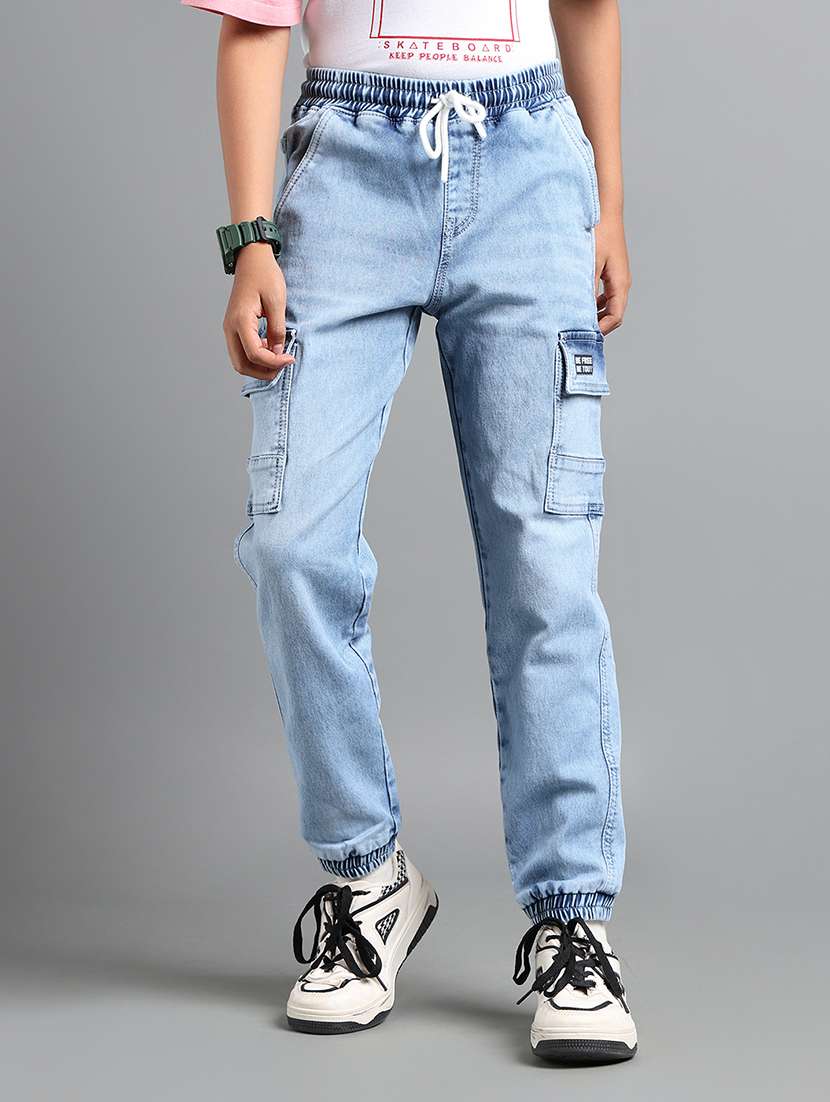 boys solid mid rise cargo