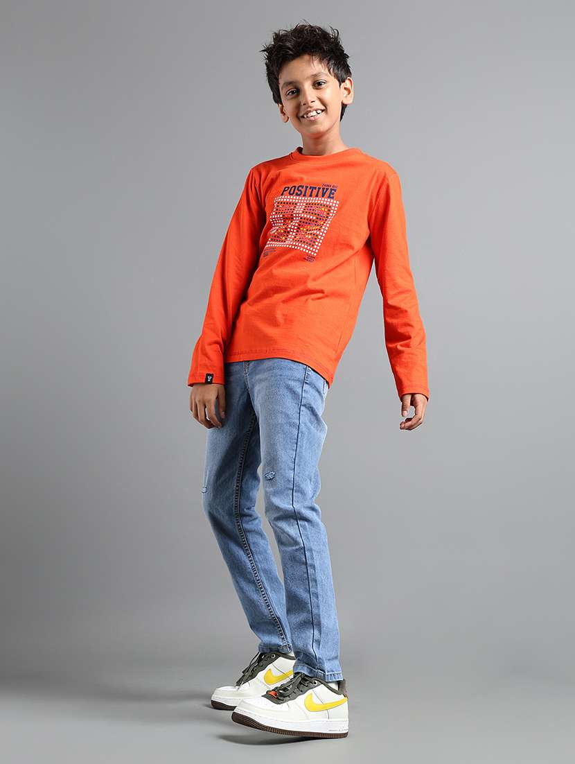 boys solid distressed slim fit jeans - 22106304 -  Standard Image - 3