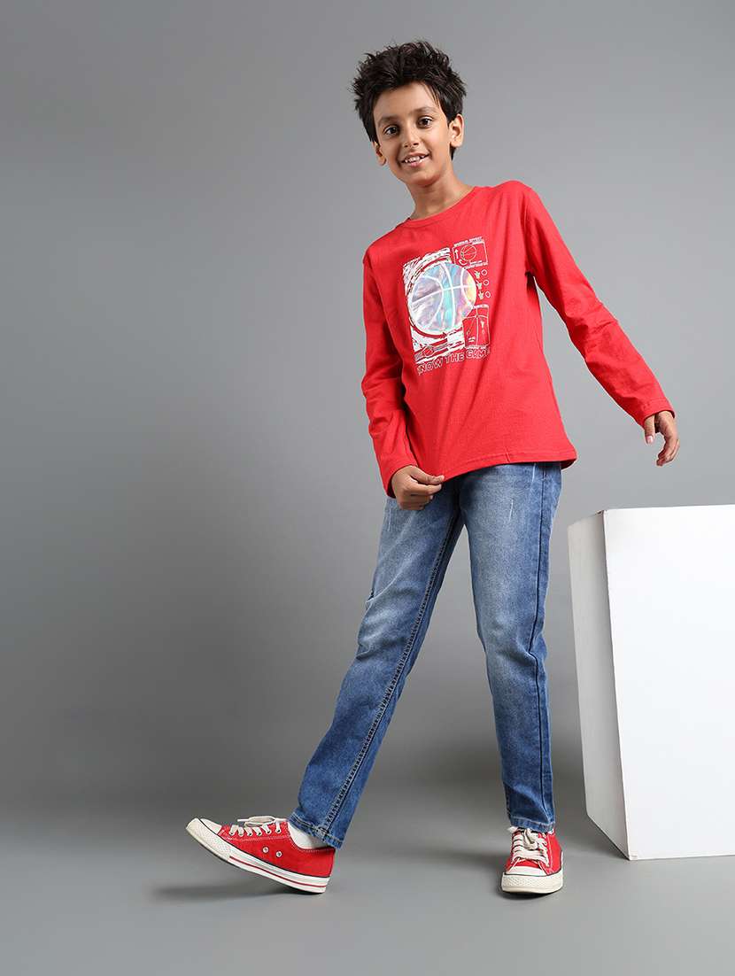 boys solid mid rise slim fit jeans - 22106308 -  Standard Image - 3