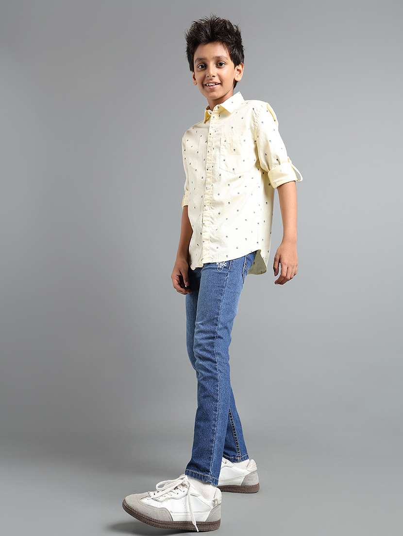 boys solid mid rise slim fit jeans - 22106310 -  Standard Image - 3