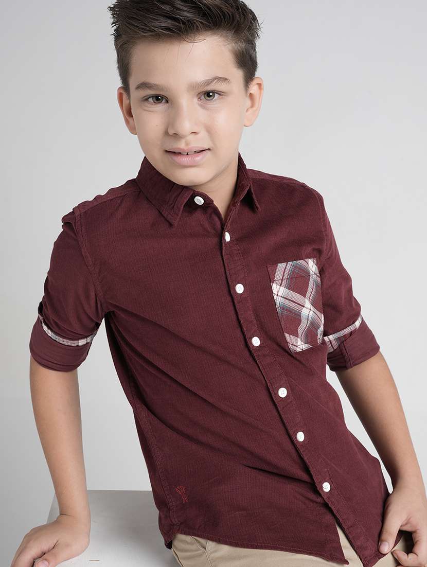 boys collared long sleeve regular fit shirt
