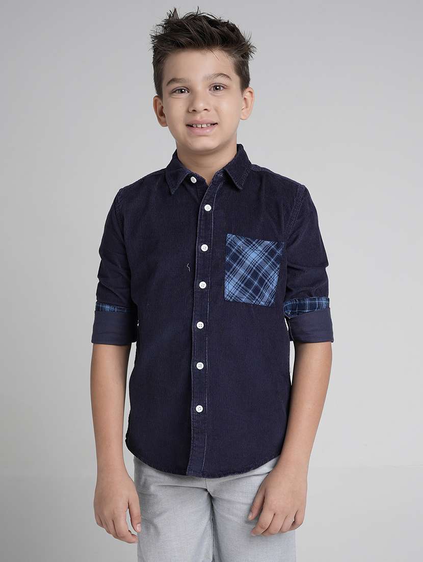 boys collared long sleeve regular fit shirt