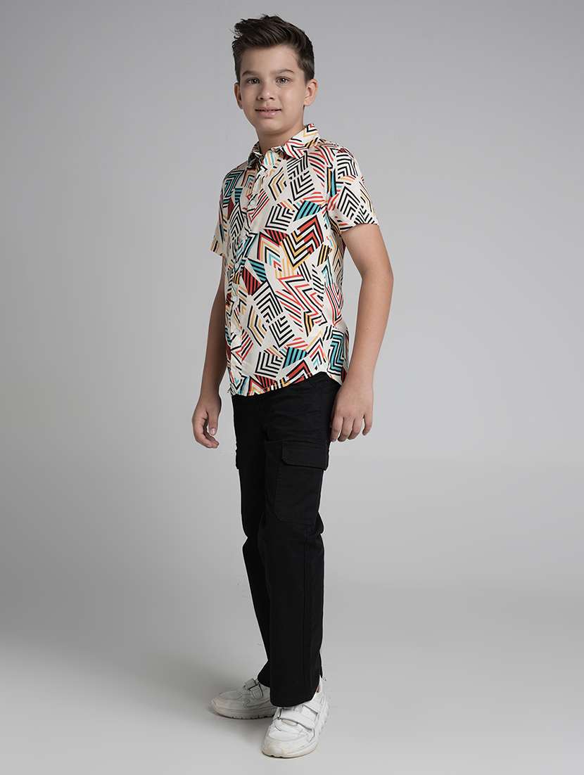 boys printed short sleeve collared shirt - 22106316 - Standard Image - 5
