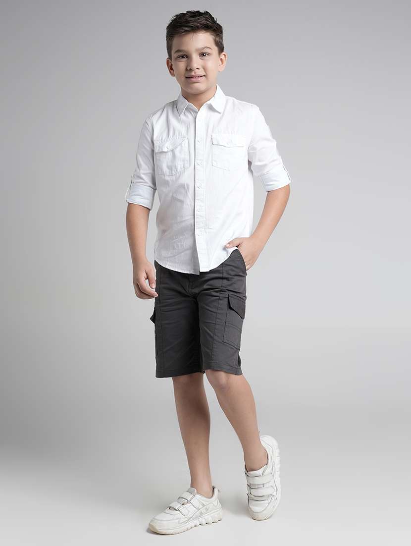 boys solid long sleeve collared shirt - 22106317 -  Standard Image - 3