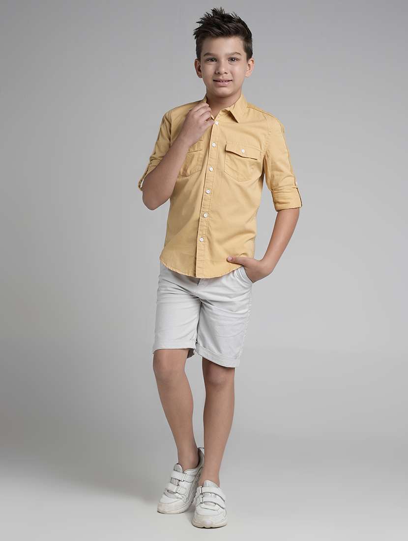 boys solid long sleeve collared shirt - 22106318 -  Standard Image - 5