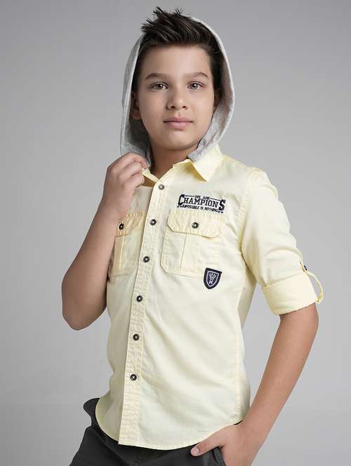 boys hooded long sleeve regular fit shirt - 22106319 -  Standard Image - 0