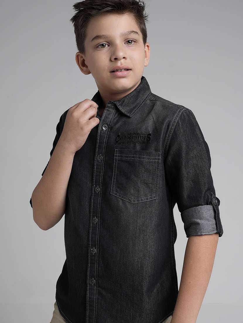 boys collared long sleeve regular fit shirt