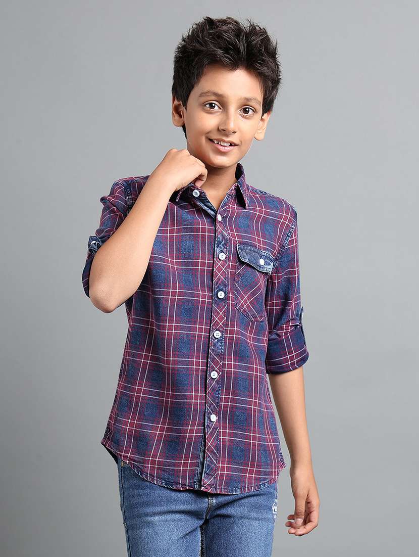 boys collared long sleeve regular fit shirt