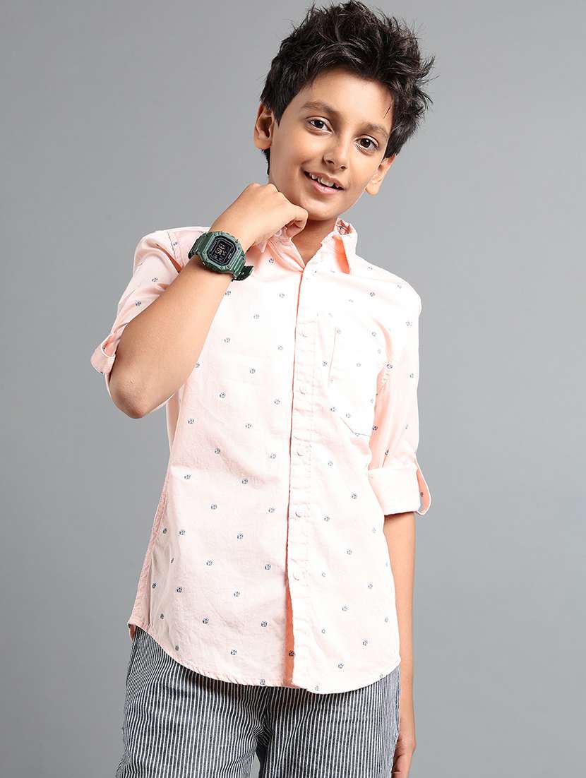 boys collared long sleeve regular fit shirt - 22106334 -  Zoom Image - 0