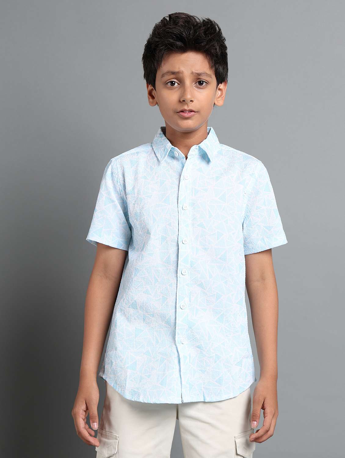 boys printed short sleeve collared shirt