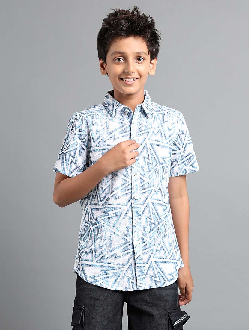 boys printed short sleeve collared shirt